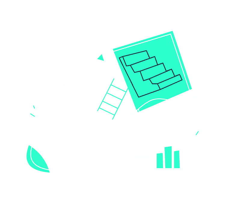Uma ilustração de um homem segurando um pedaço de papel com um diagrama nele.
