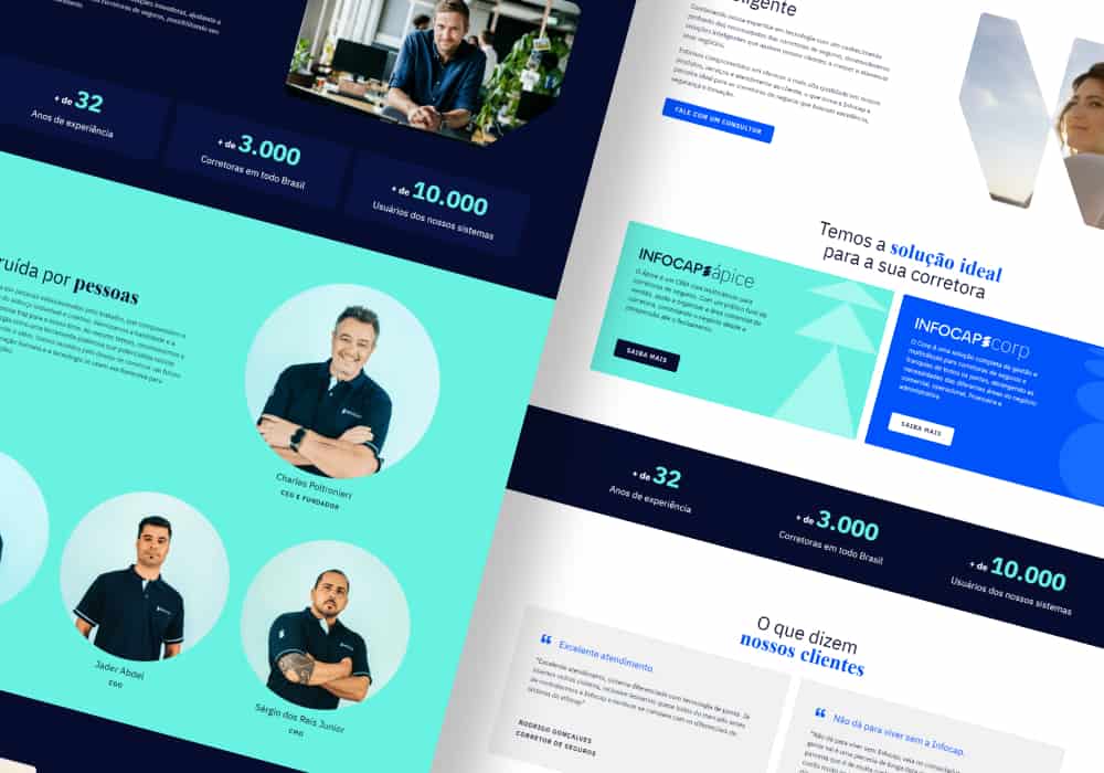 A página inicial de um site de negócios.